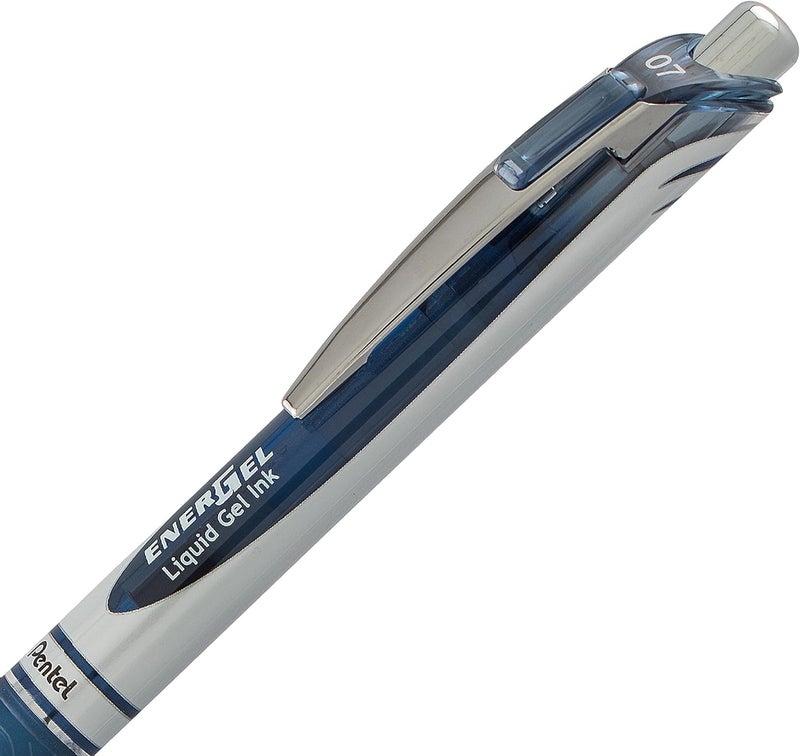 Pentel EnerGel RTX Retractable Liquid Gel Pen, (0.7mm) Metal Tip, Medium Line, Navy Blue Ink 2-Pk (BL77BP2CA) - Image 2